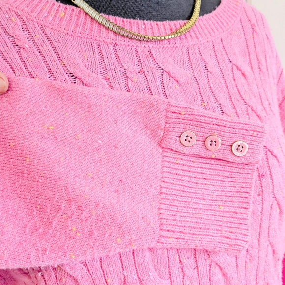 Talbots Pink Cable-Knit Crew Sweater sz XLP - Picture 5 of 12